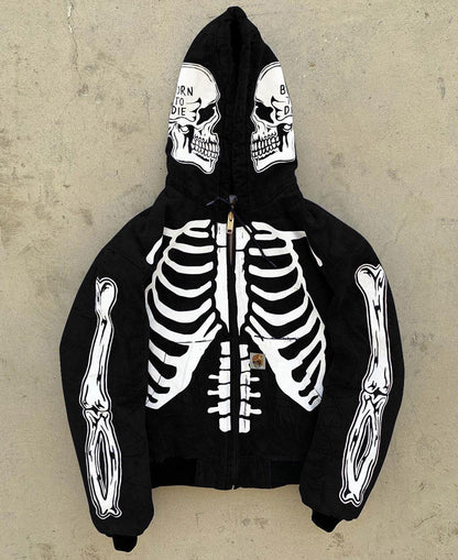 Men's Insulating Skeleton Hoodie - Full Zip Polyester Casual