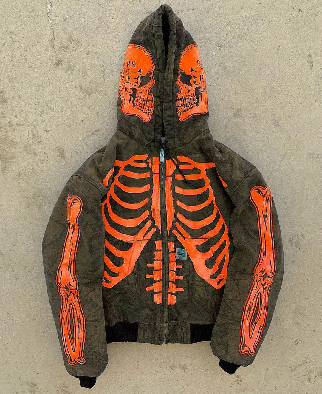 Men's Insulating Skeleton Hoodie - Full Zip Polyester Casual
