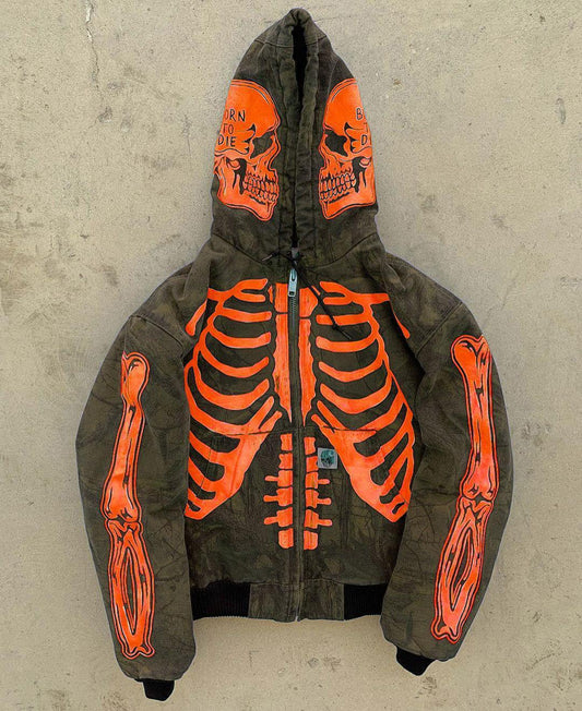 Men's Insulating Skeleton Hoodie - Full Zip Polyester Casual