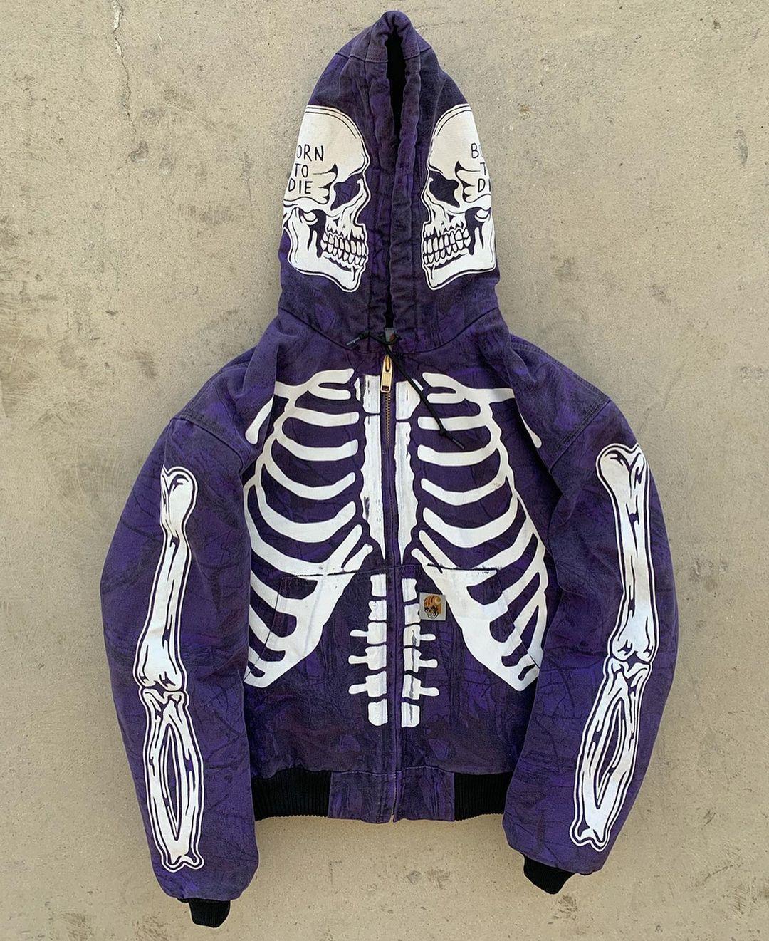 Men's Insulating Skeleton Hoodie - Full Zip Polyester Casual