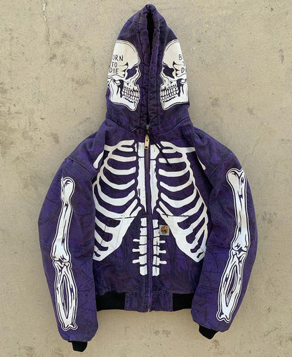 Men's Insulating Skeleton Hoodie - Full Zip Polyester Casual