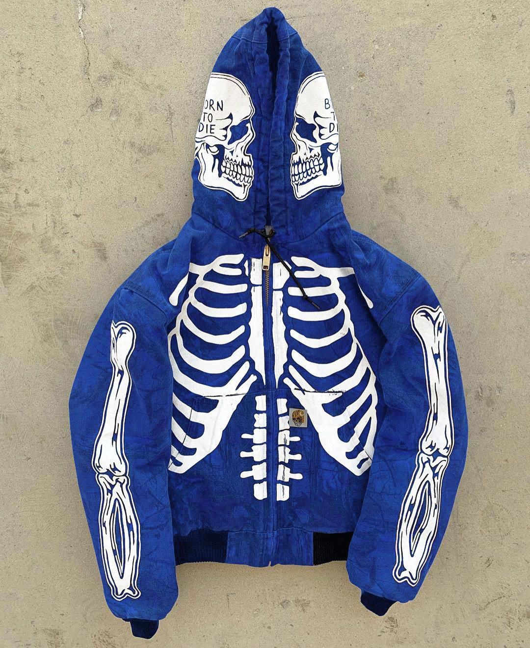 Men's Insulating Skeleton Hoodie - Full Zip Polyester Casual