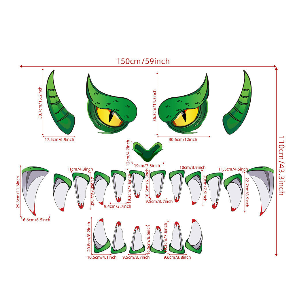 Monster2025 Edition Door Sticker Halloween Decor Green Eyes