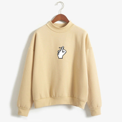 Cozy Oversized Women’s Sweatshirt - Mock Neck, Fleece