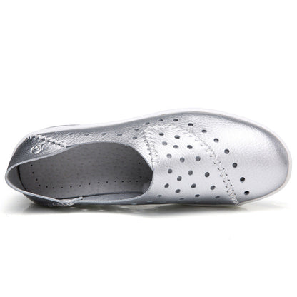 durable Breathable, women's orthopedic slip-on shoes - perforated, cushioned, pu leather, casual wear