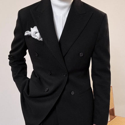 Light men's suit - timeless double-breasted Italian cut, for business, office-ready