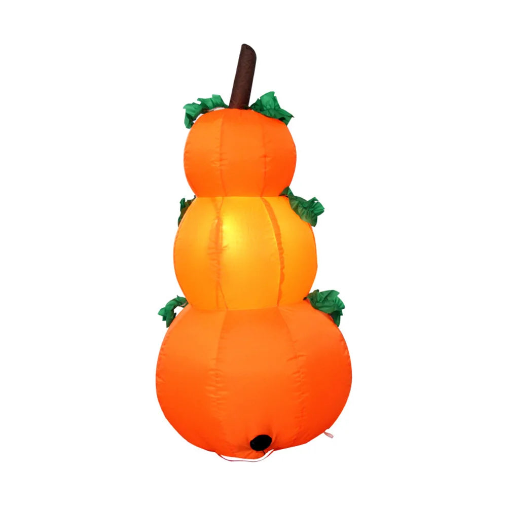 Outdoor Yard Decoration – 3.94ft Halloween Inflatable Pumpkin Stack with LED Rotating Lights