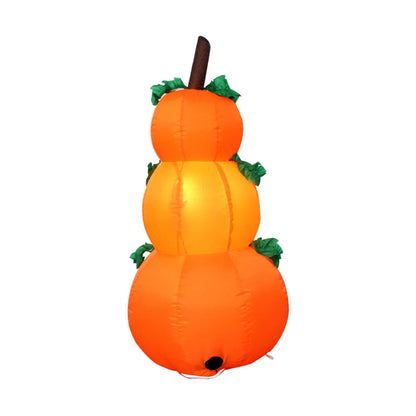 Outdoor Yard Decoration – 3.94ft Halloween Inflatable Pumpkin Stack with LED Rotating Lights