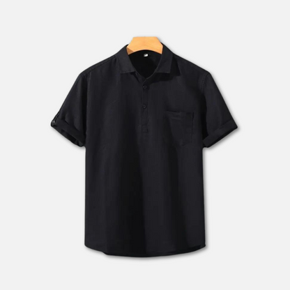 Variant image for Lightweight Linen Polo Shirt for Men, Breathable Casual Wear in Various Colors, Relaxed Fit, Machine Washable-16