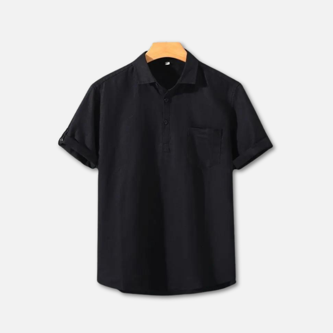 Lightweight Linen Polo Shirt for Men, Breathable Casual Wear in Various Colors, Relaxed Fit, Machine Washable-3