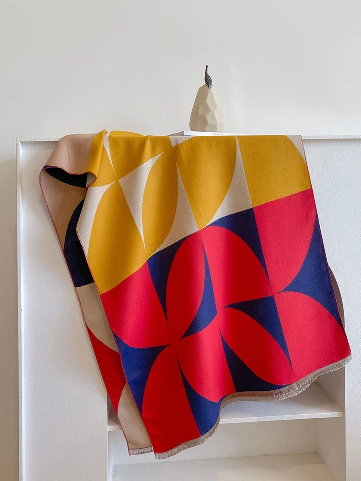 Oversized Womens Scarf - Reversible Patterned Cashmere