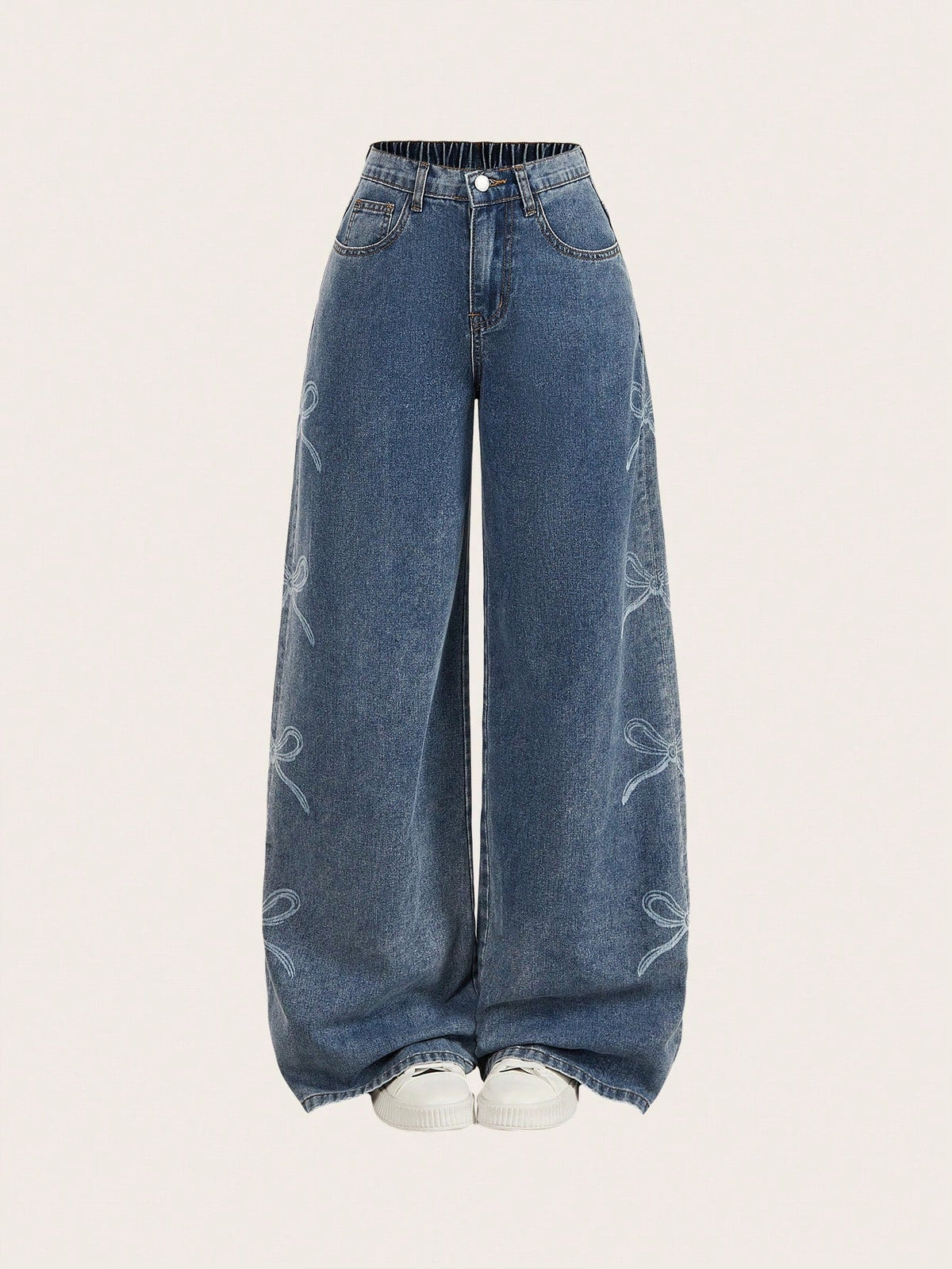Variant image for Loose Fit Blue Denim Jeans with Grinding Detail for Casual Stylish Looks-6