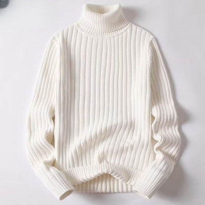 Men Warm Turtleneck Sweater - Ribbed Knit, For Winter