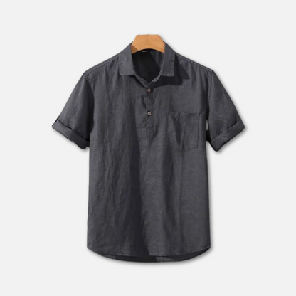 Variant image for Lightweight Linen Polo Shirt for Men, Breathable Casual Wear in Various Colors, Relaxed Fit, Machine Washable-11