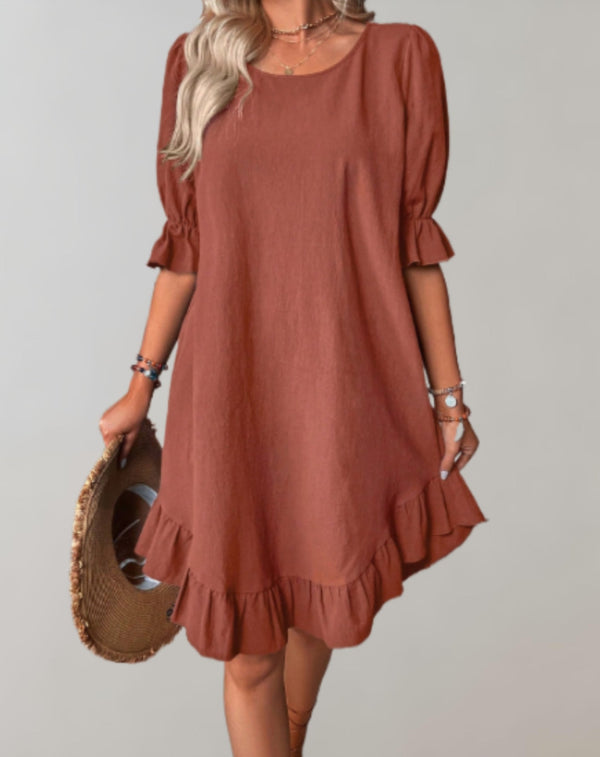 Variant image for Elegant Three-Quarter Sleeve Ruffle Dress, Versatile Wedding Guest and Summer Cocktail Formal Dress-1