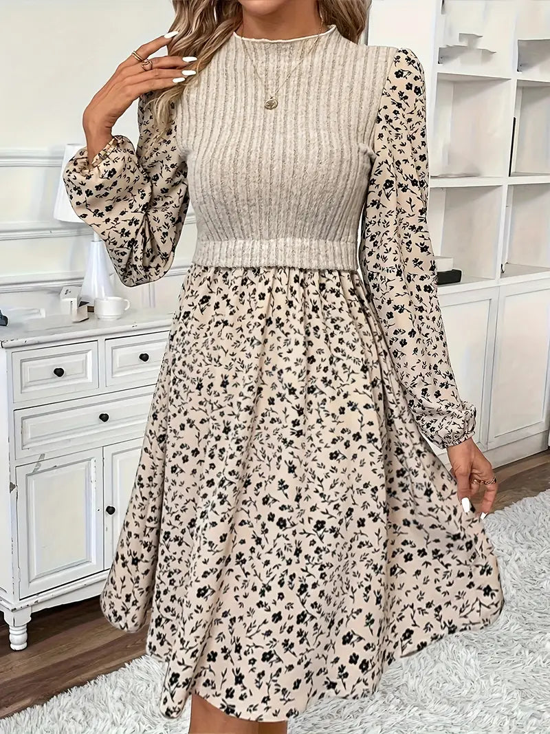 Variant image for Elegant Floral Print Womens Dress with Long Sleeves for Summer and Formal Occasions-1
