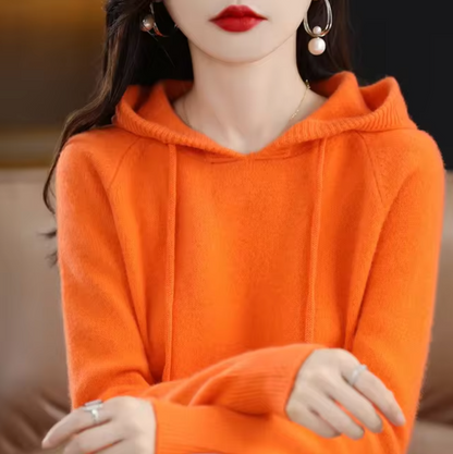 Warm Cozy Womens Knit Hoodie - Relaxed Fit, Plush Knit