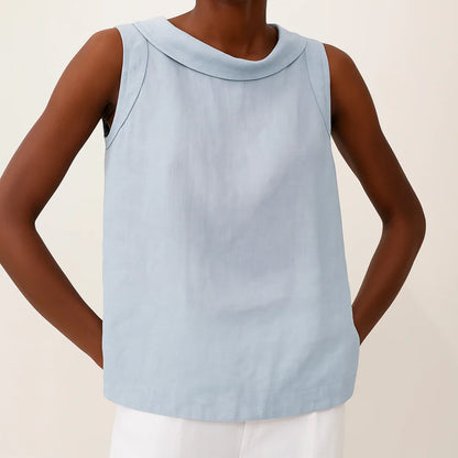 Light women's tank top - round-neck pullover, cotton blend, casual summer wear