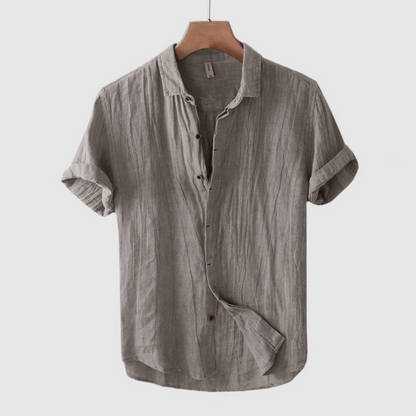 Men's Short Sleeve Linen Shirt, Lightweight Breathable Tailored Fit for Casual and Beach Wear-5
