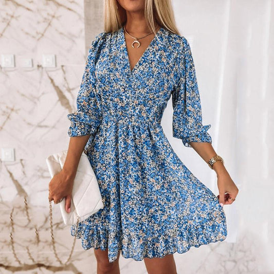 Elegant Women's Dress, Flowing Fit Knee-Length Wedding Guest Dress, Versatile Formal Style for Various Occasions-1