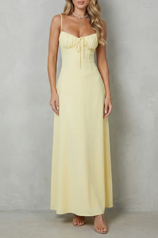 a-line, backless lace-up, polyester, for summer weddings – Light flattering women's dress