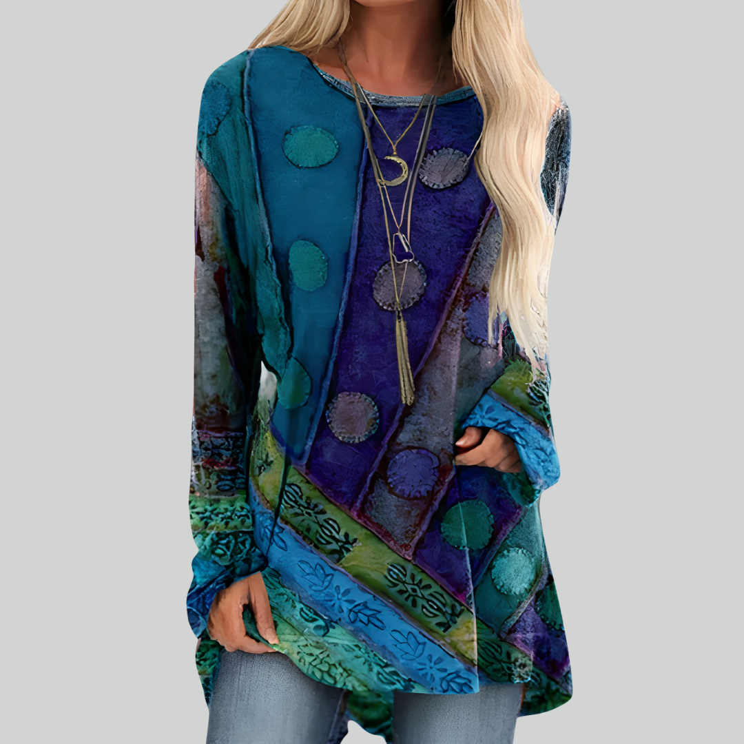 Trendy Blouse Casual Top for Regular Wear - Ethnic Print, Relaxed Fit, Bohemian Charm, Multi-Use for All Occasions