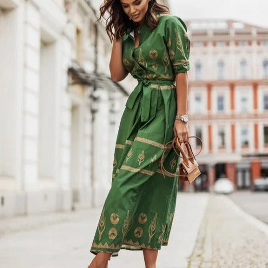 Stylish Women's Summer Midi Dress with Unique Pattern for Versatile Occasions-1