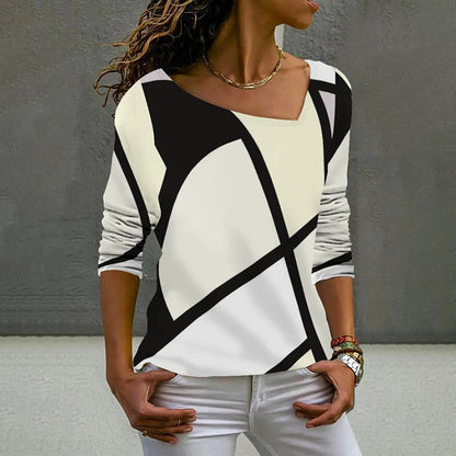 Casual Color Block Long Sleeve T-Shirt for Men and Women, Cotton-Polyester Blend, Stylish Spring Autumn Wear-1