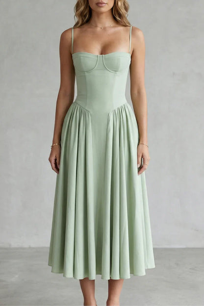 Light Women's Dress - bustier bodice, A-line skirt, polyester, for spring events