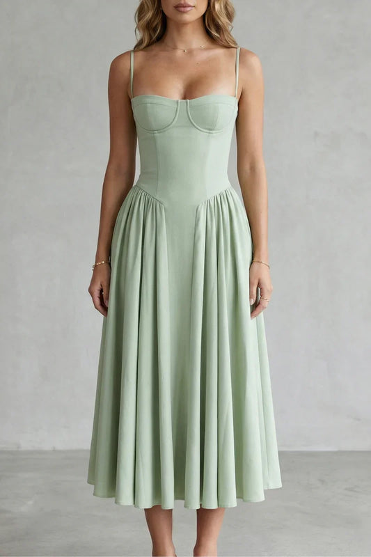 Light Women's Dress - bustier bodice, A-line skirt, polyester, for spring events