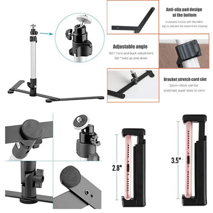 Light Ring Tripod Stand With Phone Holder For YouTube And TikTok Back To School Studio Kit USB Powered 3 Light Modes
