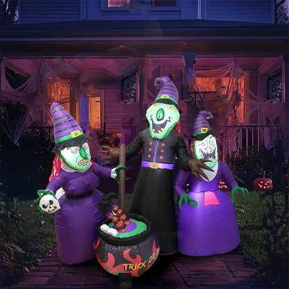 Inflatable Witch Luminous Halloween Yard Decor Outdoor