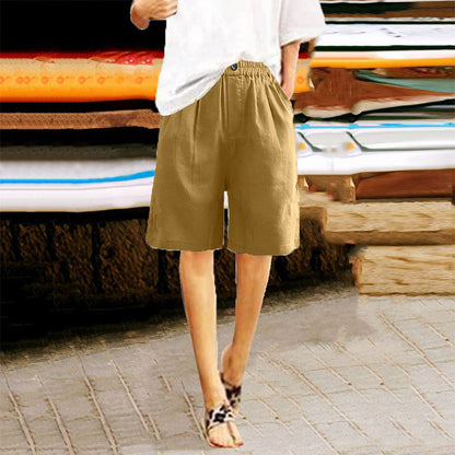 high-waisted, loose-fit with pockets, cotton, for casual summer days – Light women's shorts