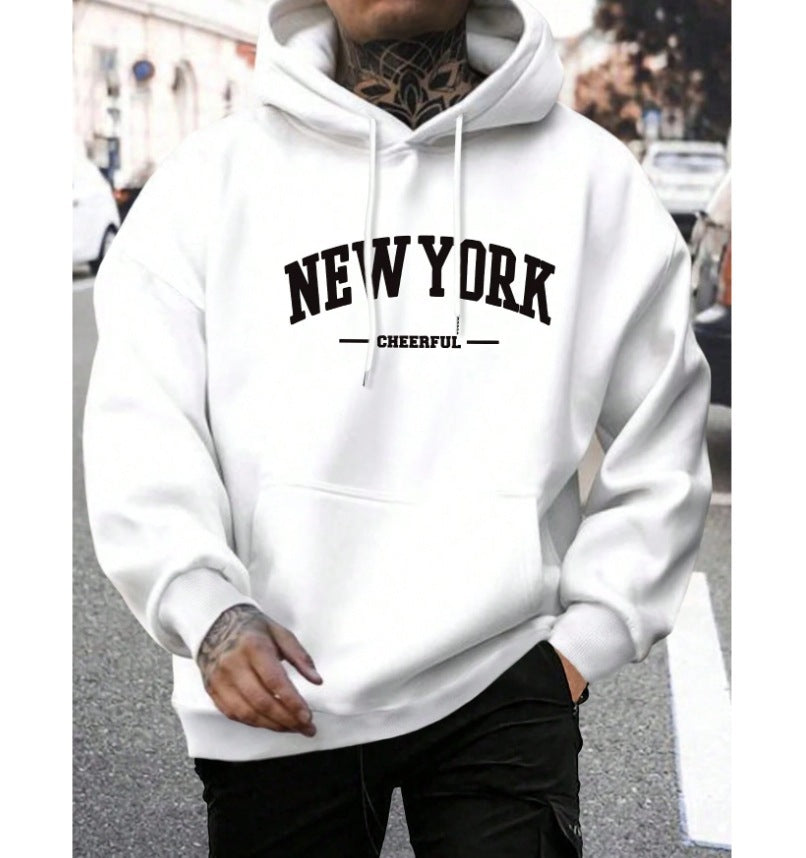 Casual Oversized Mens Hoodie - Pullover Polyester, Urban