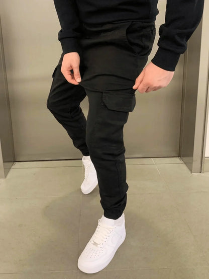Comfortable Loose Fit Black Cargo Pants for Women with Practical Pockets and Elastic Waistband-3