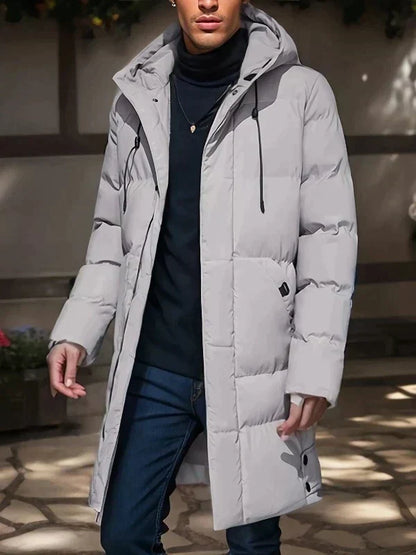 Water-Resistant Cozy Men's Parka Jacket - Long Quilted, For Cold