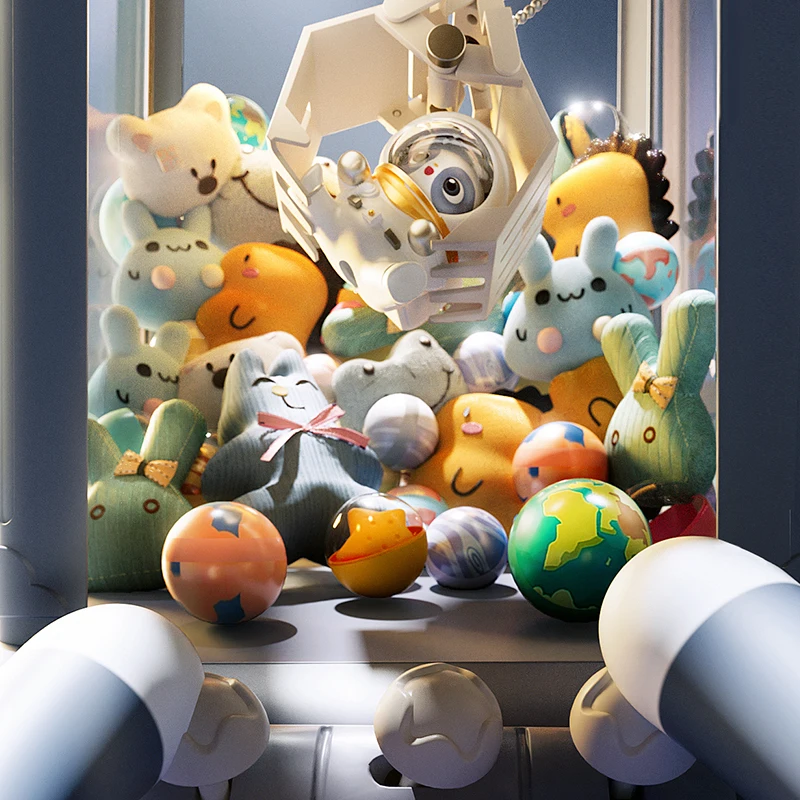 Kit Medium Coin Operated Mini Claw Machine for Kids Arcade Game with Plush Prizes