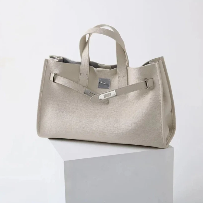 Plush & Structured Women’s Crossbody Bag - Top-Handle Silhouette, Pebbled Cowhide Leather, For Regular Urban Use