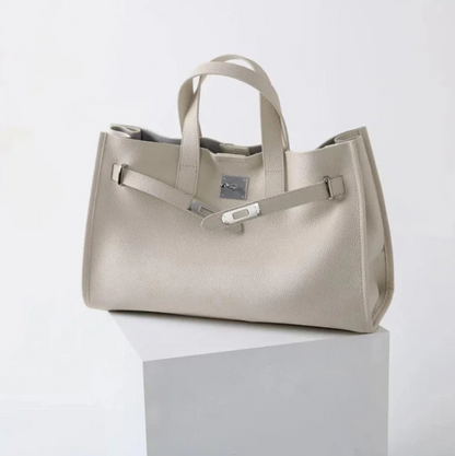 Plush & Structured Women’s Crossbody Bag - Top-Handle Silhouette, Pebbled Cowhide Leather, For Regular Urban Use