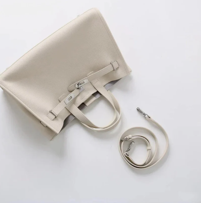 Plush & Structured Women’s Crossbody Bag - Top-Handle Silhouette, Pebbled Cowhide Leather, For Regular Urban Use