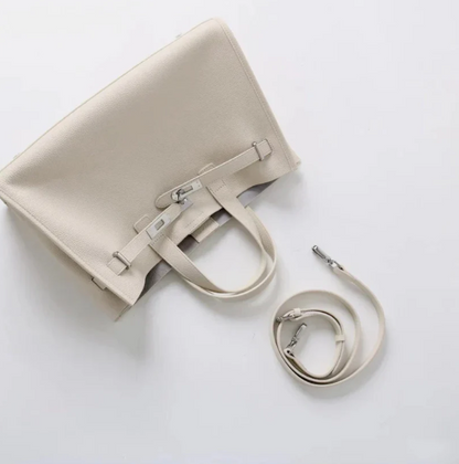 Plush & Structured Women’s Crossbody Bag - Top-Handle Silhouette, Pebbled Cowhide Leather, For Regular Urban Use