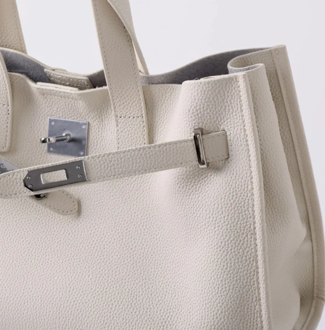 Plush & Structured Women’s Crossbody Bag - Top-Handle Silhouette, Pebbled Cowhide Leather, For Regular Urban Use