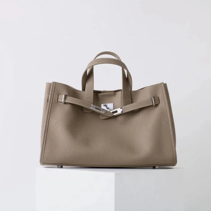 Plush & Structured Women’s Crossbody Bag - Top-Handle Silhouette, Pebbled Cowhide Leather, For Regular Urban Use