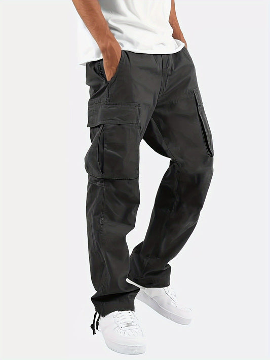Oversized Black Cargo Pants for Men with Multiple Pockets, Comfortable Fit and Durable Cotton Blend Trousers-1