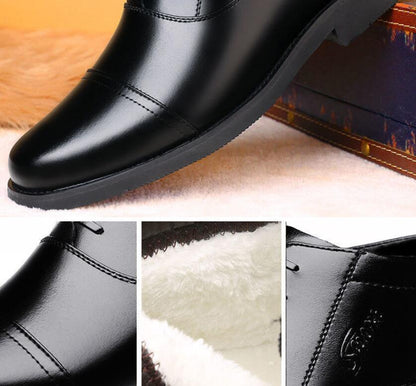 Cozy Warm Mens Ankle Boots - Cap Toe, PU Leather, Winter