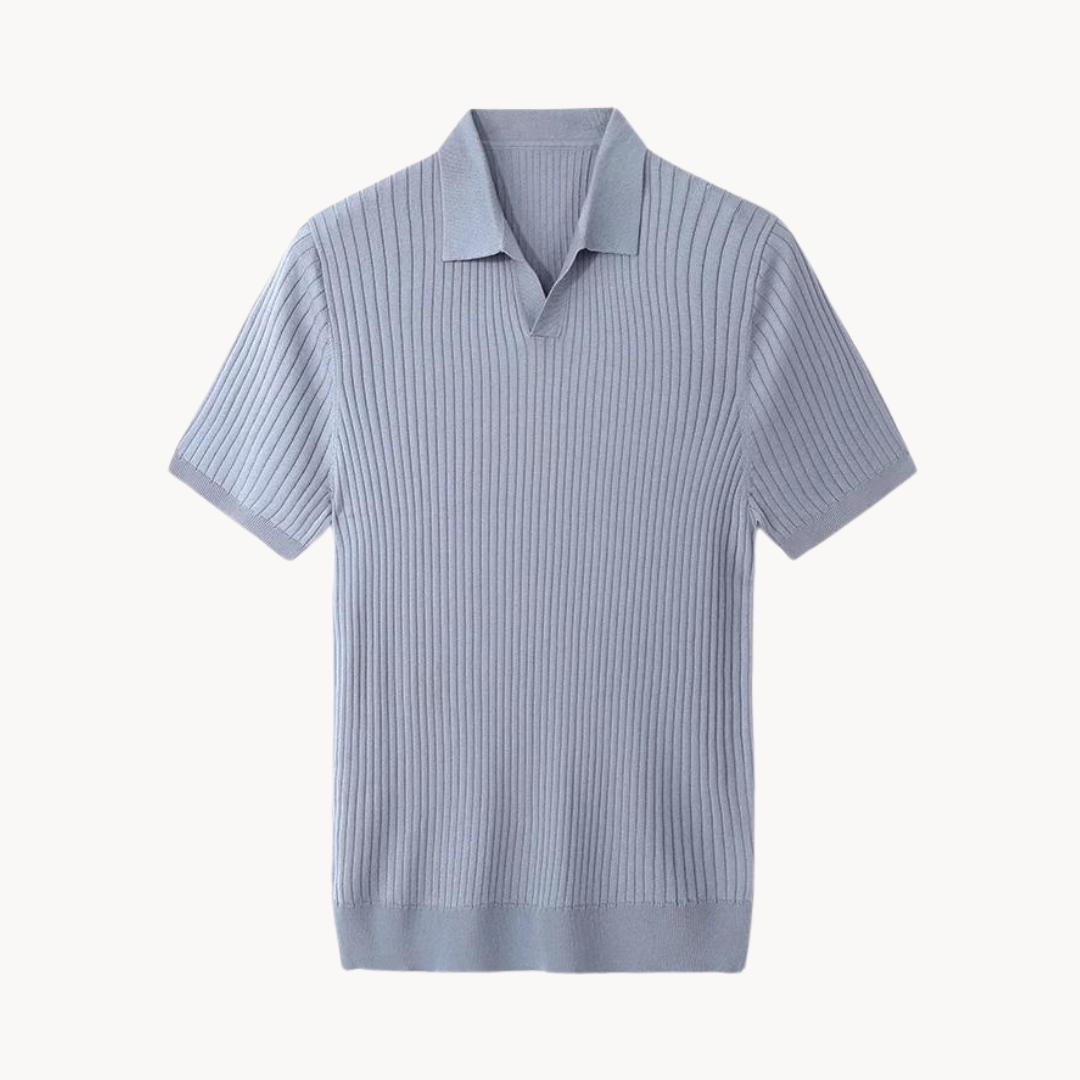Variant image for Luxurious Mulberry Silk Polo Shirt for Men, Elegant Ribbed Long Sleeve Golf Shirt, Soft Lyocell Cotton Blend, Versatile Casual Wear-6