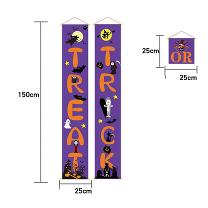 Door Halloween Banner Couplets Outdoor Black Red Decor