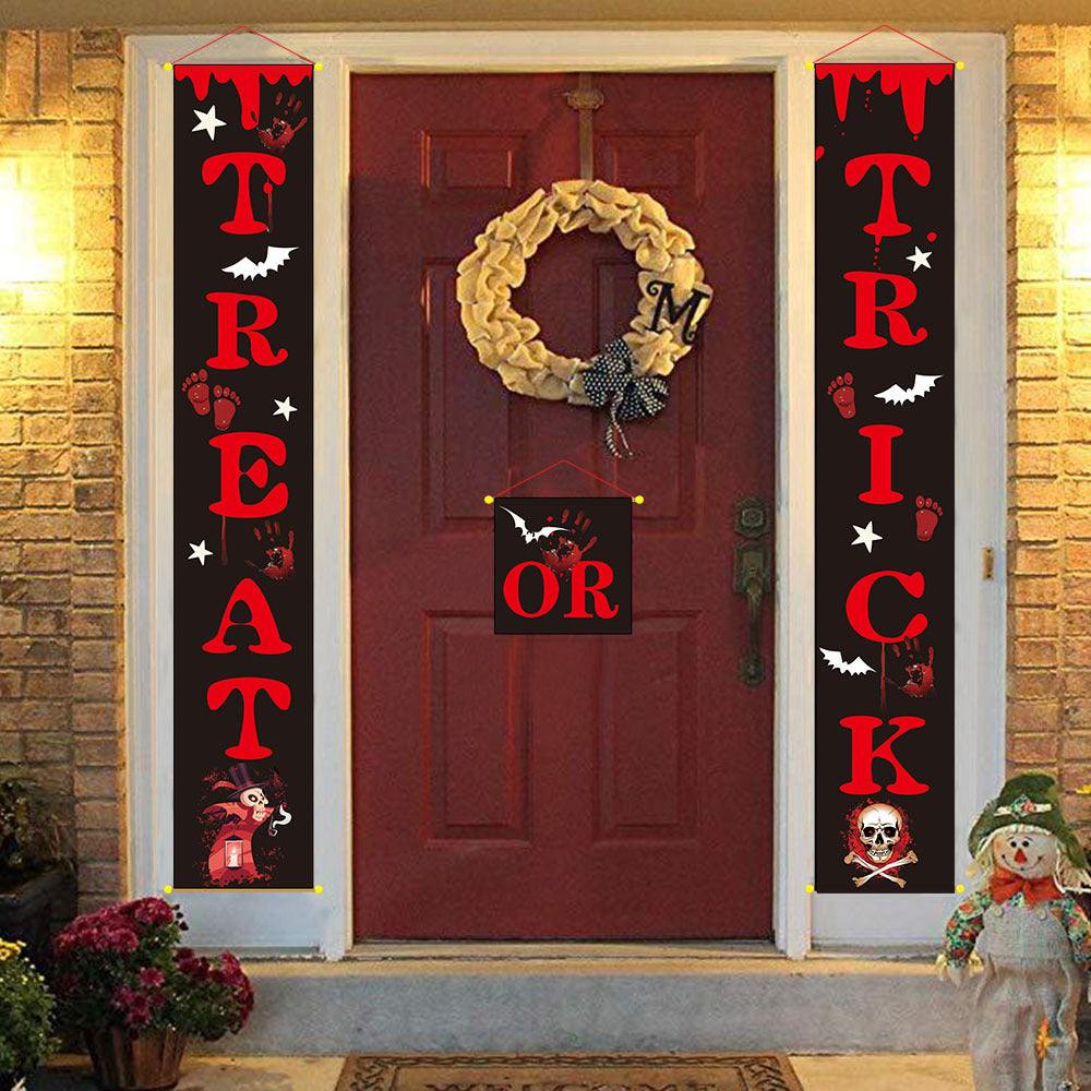 Door Halloween Banner Couplets Outdoor Black Red Decor
