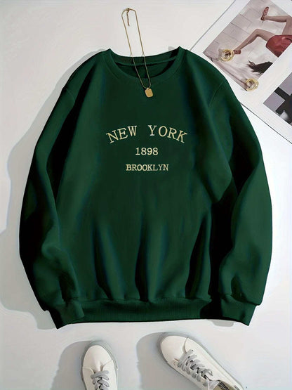 Crewneck Oversized Sweatshirt - Pullover Polyester, Casual
