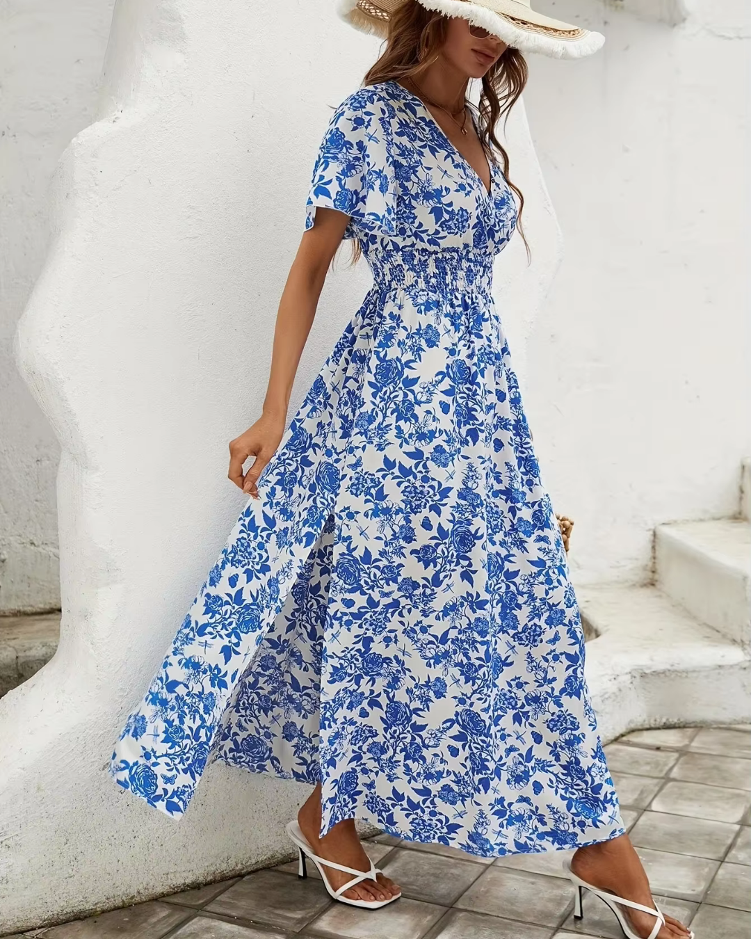 Chic Floral Women's Summer Dress, Lightweight Casual Fit, Breathable Fabric for Warm Weather Outings-4